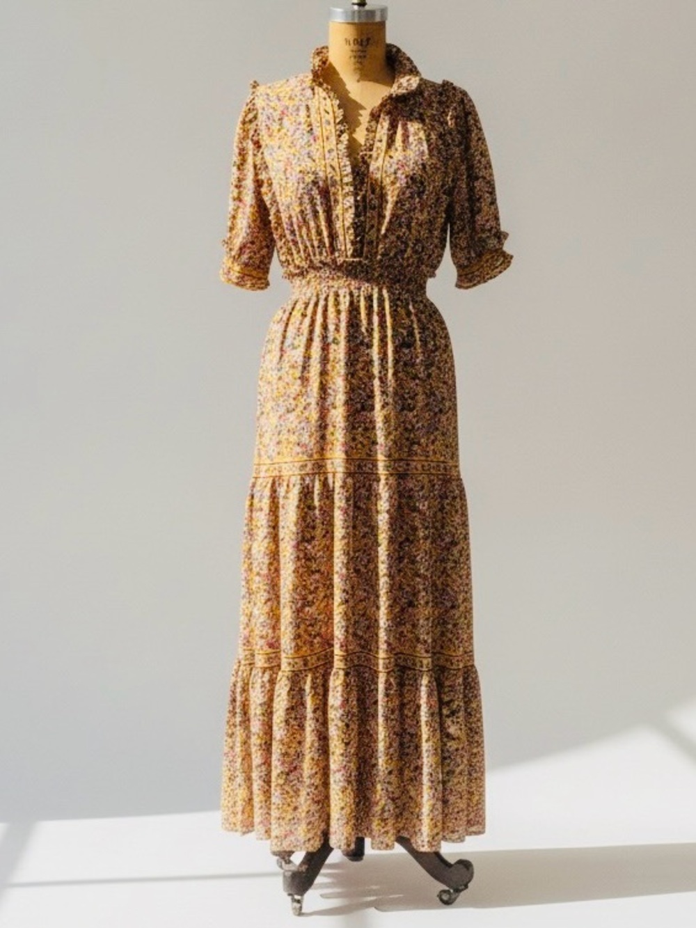 NWT Max Studio Floral Tiered Maxi Dress in GOLDENROD